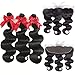 12A Human Hair Bundles with Frontal 16 18 20 with 14 Inch Brazilian Body Wave 3 Bundles Human Hair with 13x4 HD Lace Frontal Closure 100% Unprocessed Virgin Human Hair Weave