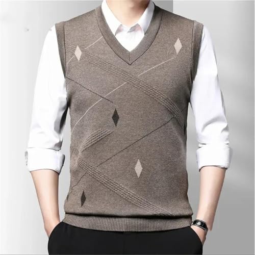 Men's Wool Plaid Knitted Pullover Sweater Casual V-Neck Casual Business Outwear Tops2