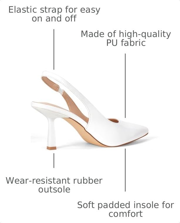 Image of Elisabet Tang Women's Kitten Heel Slingback Low Pumps 3 Inches Stiletto Pointed Closed Toe Elegant Dressy Bridal Wedding Party Shoes