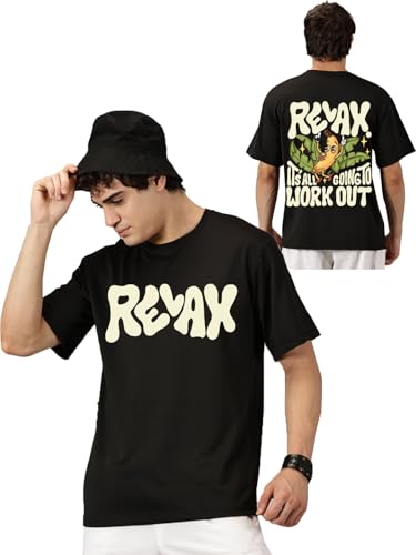 Image of RodZen Men's Cotton Round Neck Printed Oversized Loose Fit T-Shirt