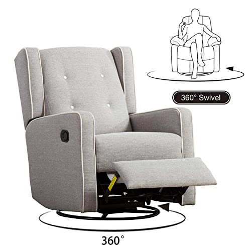 Image of CANMOV Swivel Rocker Recliner Chair Set of 2, Nursery Glider Chair, Nursery Rocking Chairs, Manual Reclining Chair, Grey