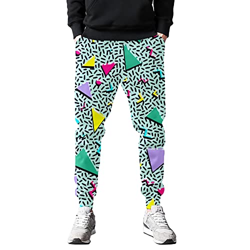 Wxueh 80S Style Green Jogger Sweatpants Mens Funny Joggers Pants Casual Track Pants 90S Outfit For Men Sports Athletic #TOP1