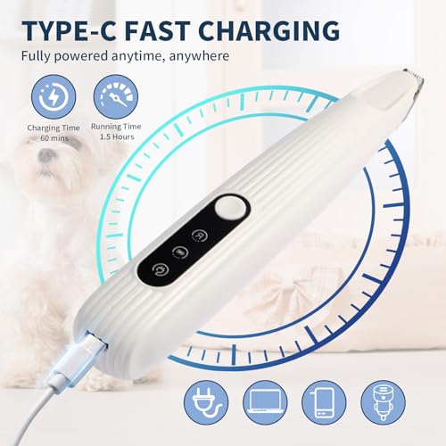 OttaFull Dog Paw Trimmer for Grooming with LED Light - Ultra Quiet Pet Hair Trimmer for Paw's Feet, Ears, Face, Eyes - Professional Electric Paw Trimmer for Dogs & Cats — view 2