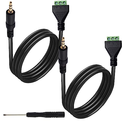 RUNCCI-YUN 2PCS 3 Pole 3.5mm Screw Terminal Cable 3.5mm (1/8) Stereo TRS Audio Male to AV 3Pin Female Screw Terminal Headphone Balun Solderless Converter AdapterCable(27CM)