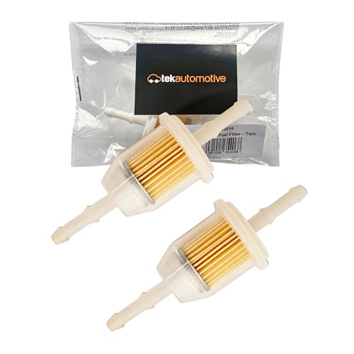 Tek Automotive Small Inline Fuel Filter Twin Pack - Universal for 6mm & 8mm Fuel Lines Suitable for Cars Quad Bike Motorcycle Lawnmowers Generators Forklifts & More