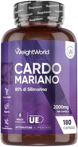 Cardo Mariano Vegano, 180 Capsule, 6 Mesi, 80% di Silimarina, 1 a...