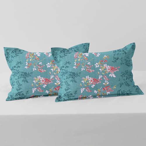 Image of Cloth Fusion Cotton Feel Pillow Covers Set of 2 with Envelope Closure (17X27 Inches, Botanical Night)