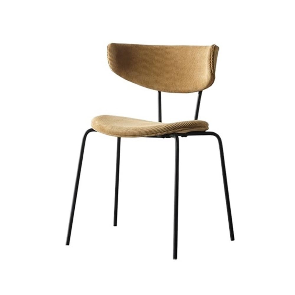 HXYSXHJUO Mid Century Modern Yellow Corduroy Dining Chair - Ergonomic Comfort Kitchen Side Vintage Style Sillas para Comedor Perfect for Room or