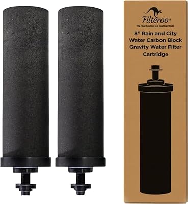 Filteroo® 8” Carbon Block Gravity Water Filter Cartridge | Replacement for Filteroo® Superoo | NSF/ANSI Certified | Ideal for Rain & City Water | Pack of 2