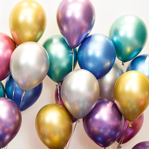 Image of Voircoloria 105pcs Metallic Balloons 12inch Chrome Party Balloons for Boys Girls Birthday Baby Shower Gender Reveal Wedding Decorations