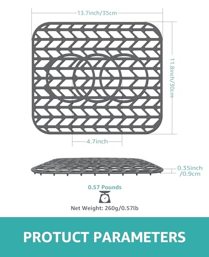 Bligli Sink Protectors for Kitchen Sink,11.8\"x 13.7\" 2PACK Silicone Sink Mat Grid for Bottom of Farmhouse Stainless Steel/Porcelain Sinks,Non-Slip Dish Drying Mats,Heat Resistant | Fast Draining - Thumbnail 2