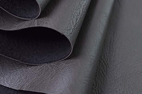 Image of Wento Thick 1 Yard Faux Leather Soft Skin Grain PU Fabric for Furniture Cover, Reupholster Sofa Chairs, Cushions, Vinyl Upholstery (1 Yard, Dark Gray)