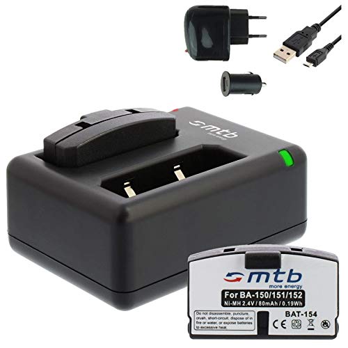 2X Akku (80mAh) + Dual-Ladegerät (Netz+Kfz+USB) BA150 BA151 BA152 für Sennheiser Set. / RI. / RS. / HDI. / HDR. // AKG.- Siehe Liste!