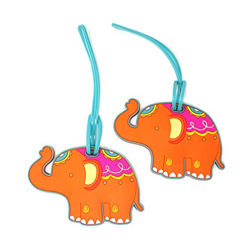 Honbay 2PCS Cute Elephant Luggage Tags for Travel or Business Trip