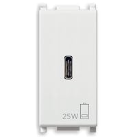Vimar 14292.C.25 Plana Presa USB C PD 25W per ricarica da incasso 1M bianco