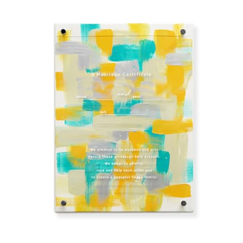 真正証明書付きのキャンバスに描かれたオリジナルのアクリル画 Amazon.co.jp: ゲスト参加型ウェディングキャンバス結婚証明書 名入れ