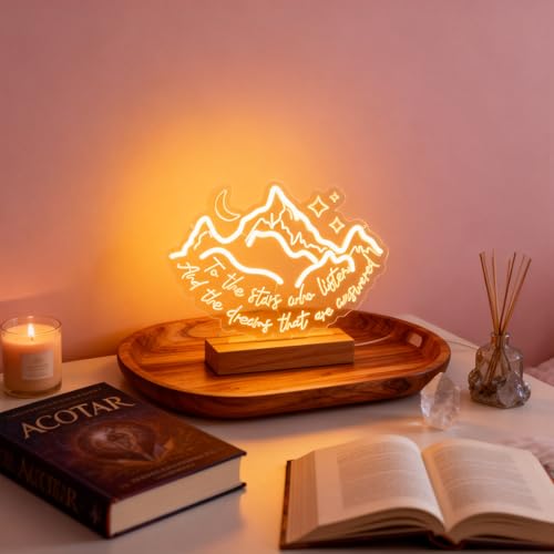 Image of ACOTAR Neon Sign,Book Decor | To the stars who listen, and the dreams that are answered, Book Lover Gift, Star Night Light