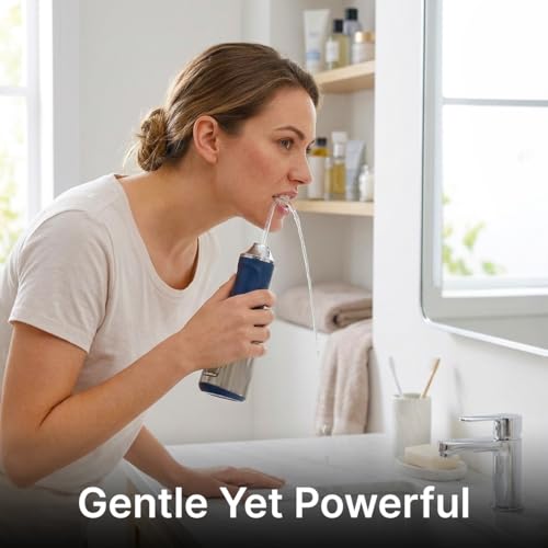 Image of pTron EaseMate Oral Irrigator D2, Portable, Cordless & Rechargeable, 3 Cleaning Modes, 300ml Water Tank, IPX6 Water-resistant, Flossing at Home & Travel, Oral Flosser, Dental Flosser for teeth (Blue)