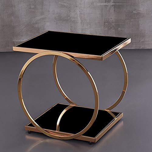Table d'appoint de canapé en verre trempé et structure argentée chic