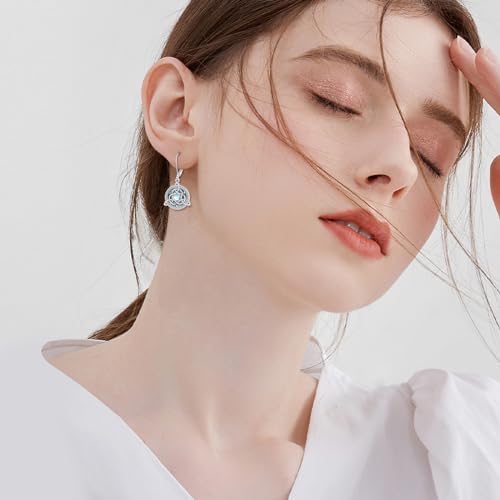 Celtic Moonstone Earrings for Women 925 Sterling Silver Trinity Knot Dangle Drop Leverback Earrings Irish Jewelry Gifts for Girls2