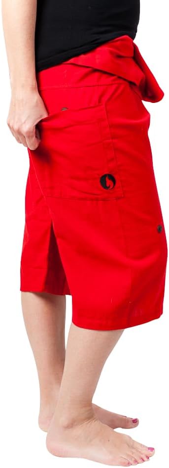 RaanPahMuang Siams Light Cotton Lifted Capri Thai Fisherman Fashion Wrap Pants