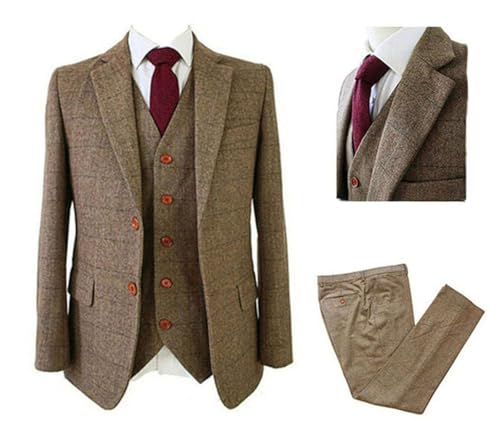 Costume trois pièces à chevrons pour hommes avec veste gilet et pantalon formel