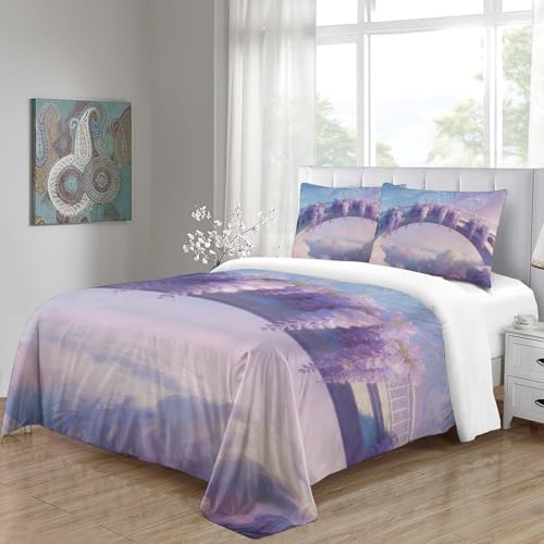 Housse de couette 3D forêt féerique microfibre parure lit double 200x200 - 5