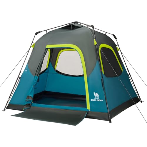 CAMEL CROWN Instant Tents for Camping 2-4 Person Tent Waterproof Easy Setup Sets Up in 60 Seconds Backpacking Tents with Carry Bag for Outdoor Hiking Ink Blue