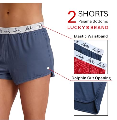 Image of Lucky Brand Women's Pajama Bottoms - Ultra-Soft 2 Pack Sleep and Lounge Sweat Shorts, Cortos de Pijama para Mujer