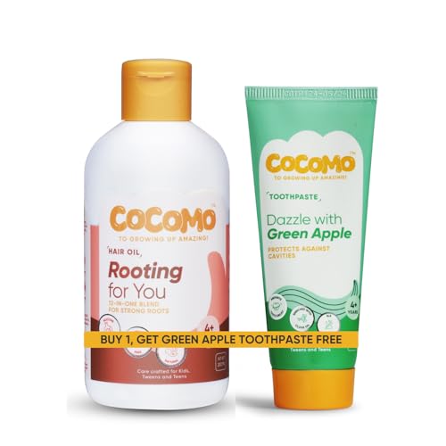 Image of Cocomo Rooting For You Hair Oil - 200ml (Age 4+ years) 12-in-1 Blend for Strong Roots & Softer Hair | with Olive, Almond, Jojoba Oil | Mineral-Parabens-Sulfates Free | Natural Oil for Kids