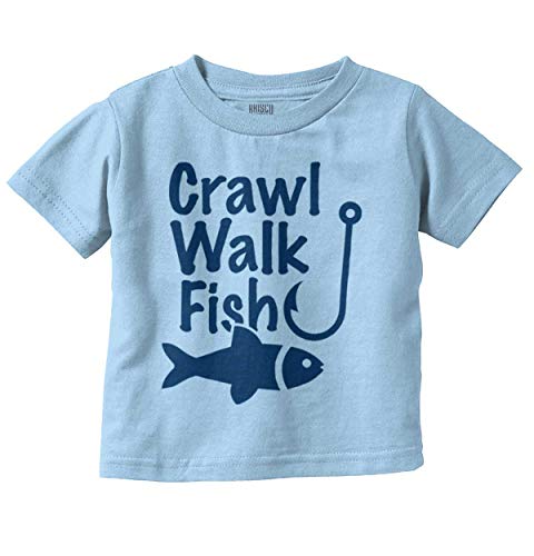 Brisco Brands Crawl Walk Fish Hook Outdoor Lover Toddler Boy Girl T Shirt Light Blue