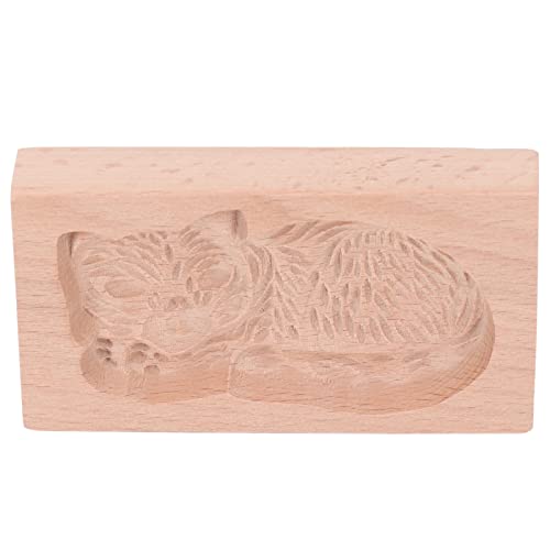 CFTGIW Animal Lovely Vivid Wooden Press Stamp Easy Demoulding Suavemente Gato a Lata Rodar Voluntad de Moldwooden Moldbiscuit Prensa Stampbiscuit Prensa Moldcookie Sellcookie (Gato)
