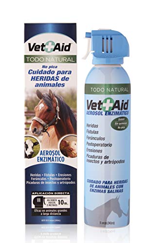 Vet Aid Spray cicatrizante y desinfectante para curación de heridas en Perros, Gatos y Todo Tipo de Animales Spray 240 ml