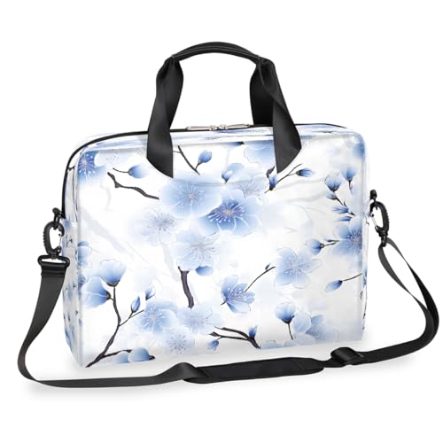 Maletín para laptop azul con diseño de cerezo miniatura 1