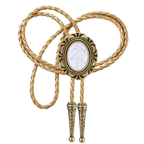 Image of GelConnie Native American Bolo Tie Rodeo Cowboy Leather Necktie Western Necklace Costume Accessories for Men,Women