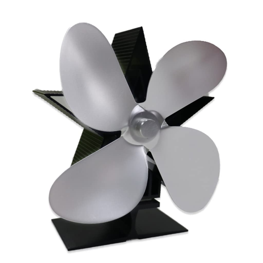 Ypbew Silver Christmas Themed 4 Heat-Powered Fan Efficient Heat Distribution For Pellet Wood Log Burning Stove