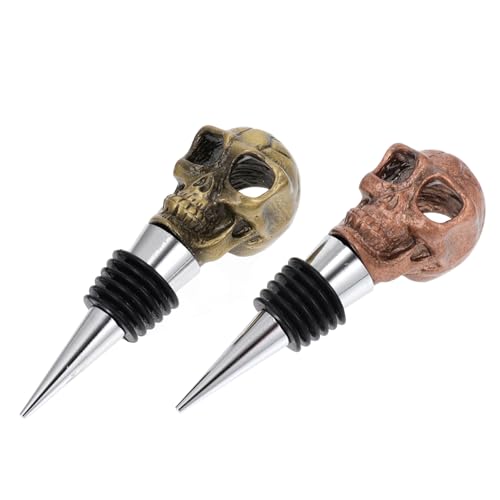 Tapón de botella de calavera PRETYZOOM, tapas de vino reutilizables de aluminio 8