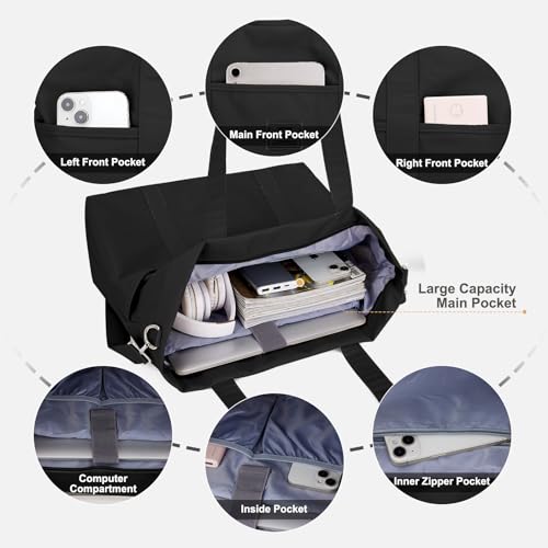 Travel Tote Bag for Women, Laptop Tote Bag with Laptop Compartments&Clutch Purse, Large Shoulder Bag for Travel, Work4