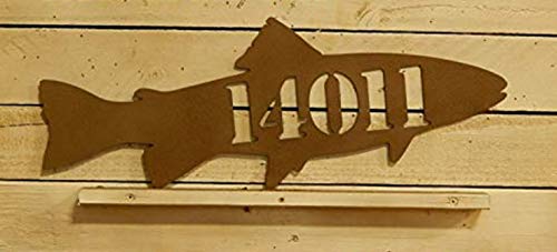 EvyAnn Designs Fisher's House Number, Door Number, Metal House Number, Fishing Decor, Fish, Address Number, Number Sign, Mailbox Numbers House Sign, HN1048