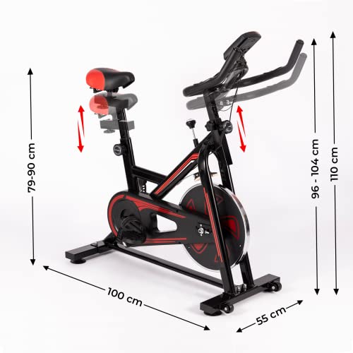 Fitnessbike - mit LCD Display, Ergometer, Pulsmesser, Sitz und Griff verstellbar, max 120kg - Heimtrainer Fahrrad… – Bild 4