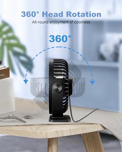 TriPole Desk Fan, Portable USB Fan 3 Speeds Adjustable Powerful Mini Fans, Ultra Quiet 360° Rotatable Table Cooling, Electric Small Fans for Bedroom, Office, Library Desktop, Travel - Cosy Home Interiors TriPole Desk Fan, Portable USB Fan 3 Speeds Adjustable Powerful Mini Fans, Ultra Quiet 360° Rotatable Table Cooling, Electric Small Fans for Bedroom, Office, Library Desktop, Travel - Image 5