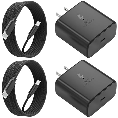 [2 Pack] 45W Super Fast Charger Type C USB-CAndroid Phone Fast Charging Replacement for Galaxy S25/S25 Ultra/S25+/S24 Ultra/S24/S24+/S23 Ultra/S23/S22/S20/S21/Note 10,Galaxy Tab, 10ft C Cable