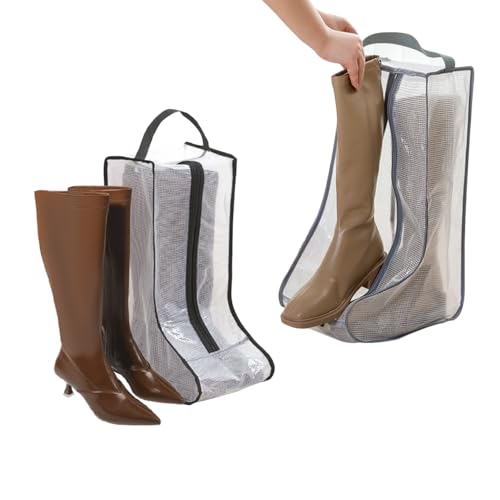 Vasemele 2 Stück Schuhtasche Reise Hohe Stiefel-Aufbewahrungstasche Stiefel-Aufbewahrungstasche Wasserfeste Staubdicht Schuhbeutel Gummistiefel Tasche Bootstasche Schuhsack Transparent Organizer