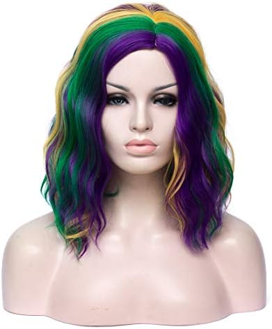 MildisoMardi Gras Wig for Women Mardi Gras Outfit Accessories Cute Colorful Wig for Mardi Gras Costume M004MG