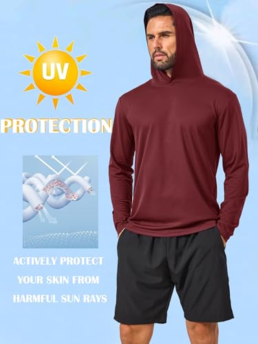 Sun Hoodie Mens Long Sleeve UV Protection SPF Lightweight Quick Dry Athletic Fishing Outdoor Hiking Swimming Rash Guard2