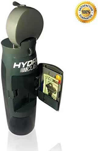 HydroCubby Leak-Proof Water Bottle: with Hidden Storage Compartment - Gray - 24oz