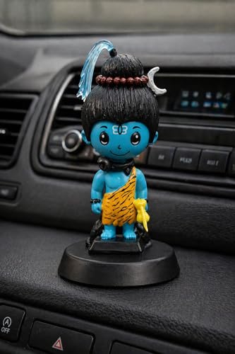 Image of Baby Shiva Idol Murti for Car Dashboard, Home Temple & Office | Mahadev Statue with Trishul | Resin Handcrafted Shiv Ji Murti for Pooja Room Decor, Spiritual Gift & Home Decoration
