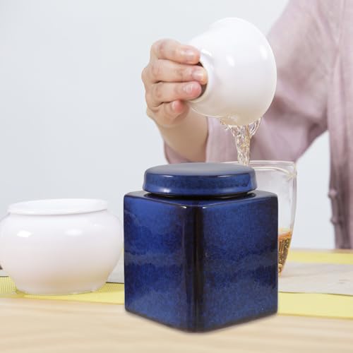 Recipiente de cerámica azul OSALADI para decorar la sala de té y organizar especias 8