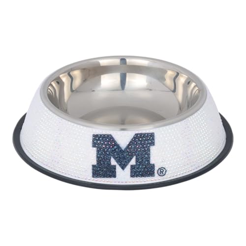 The Memory Company Officially Licensed Bling Team Logo Stainless Pet Bowl, University of Michigan