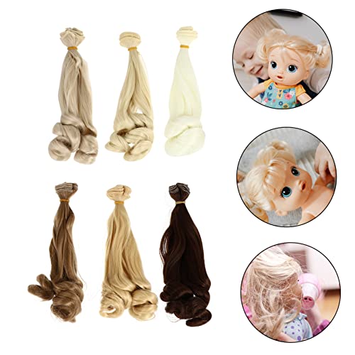 VILLCASE 6 Pçs Peruca De Boneca Com Cabelo Perucas Onduladas Perucas Marrons Faça Você Mesmo Rolo De
